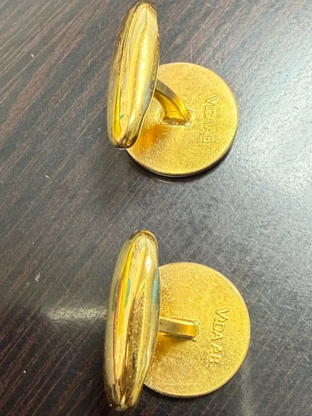 Vintage Sporrong & Co Swedish Red Enamel‎ Cufflinks Signed Gold Estate swivel
